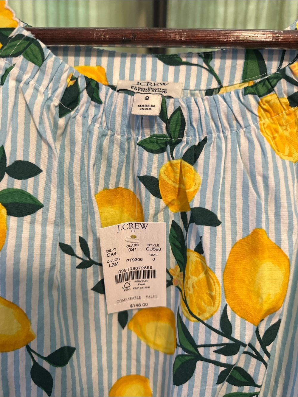 J. Crew Lemon Print Striped Maxi Dress - Picture 5 of 6